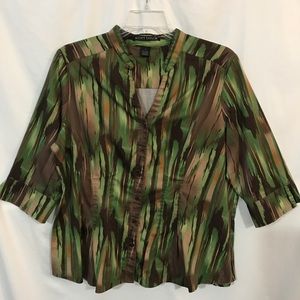 1X Scott Taylor Button Down 3/4 Sleeve Top EUC